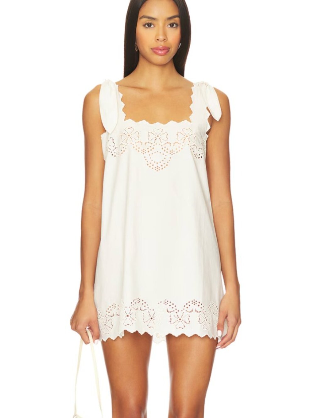 Stone Cold Fox x REVOLVE Shay Mini Dress in Ivory White Cotton Poplin Eyelet XS